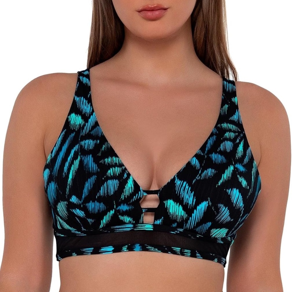 NEW Sunsets Danica Crop Bikini Underwire Swim Top 582 Cascade Seagrass Texture